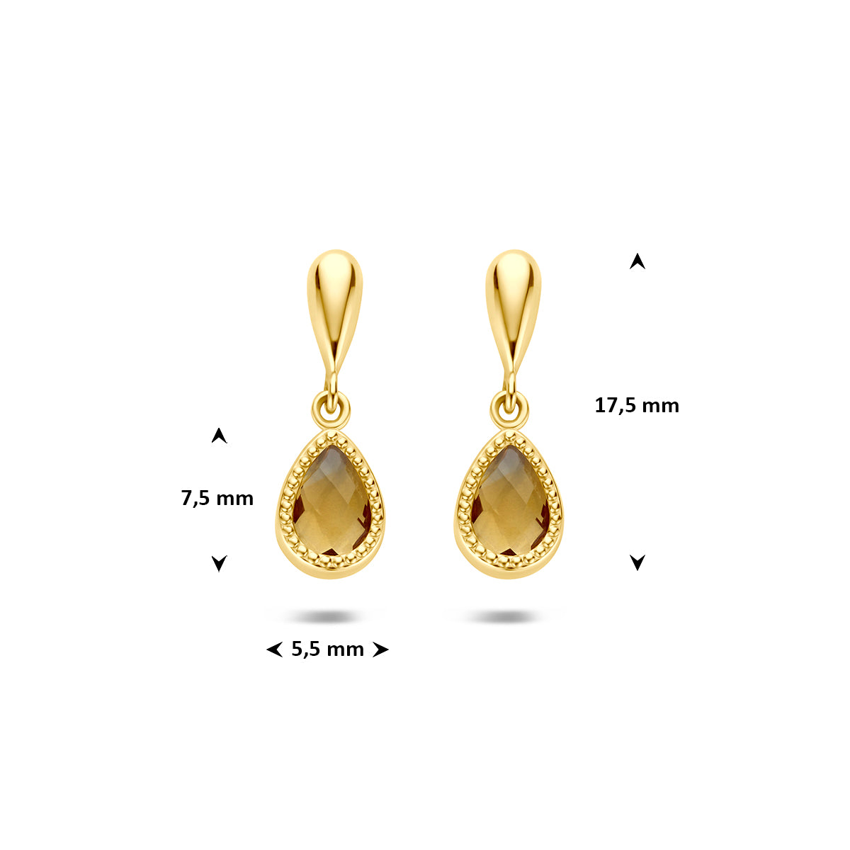 Fantasy Collection Oorhangers citrien 9K geelgoud 17,5 mm - afbeelding 4