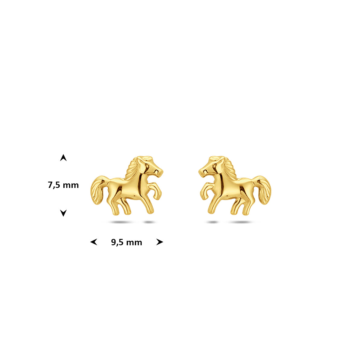 Fantasy Collection Oorknoppen paard 9K geelgoud 7,5 mm - afbeelding 3