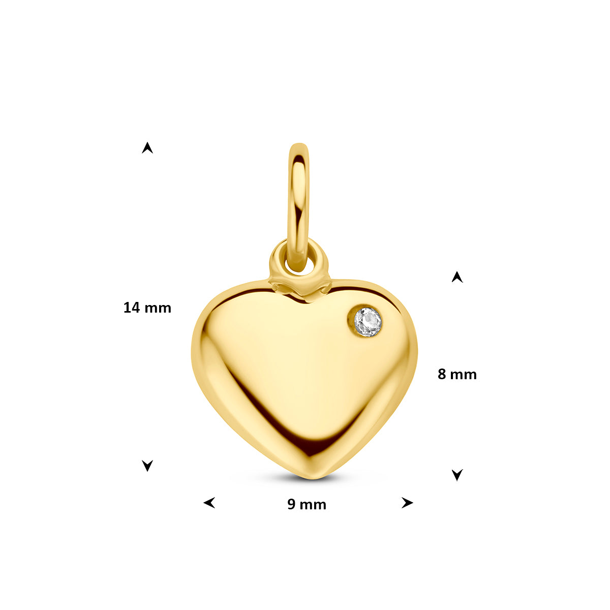 Fantasy Collection Hanger hart zirkonia 9K geelgoud 8 mm - afbeelding 4