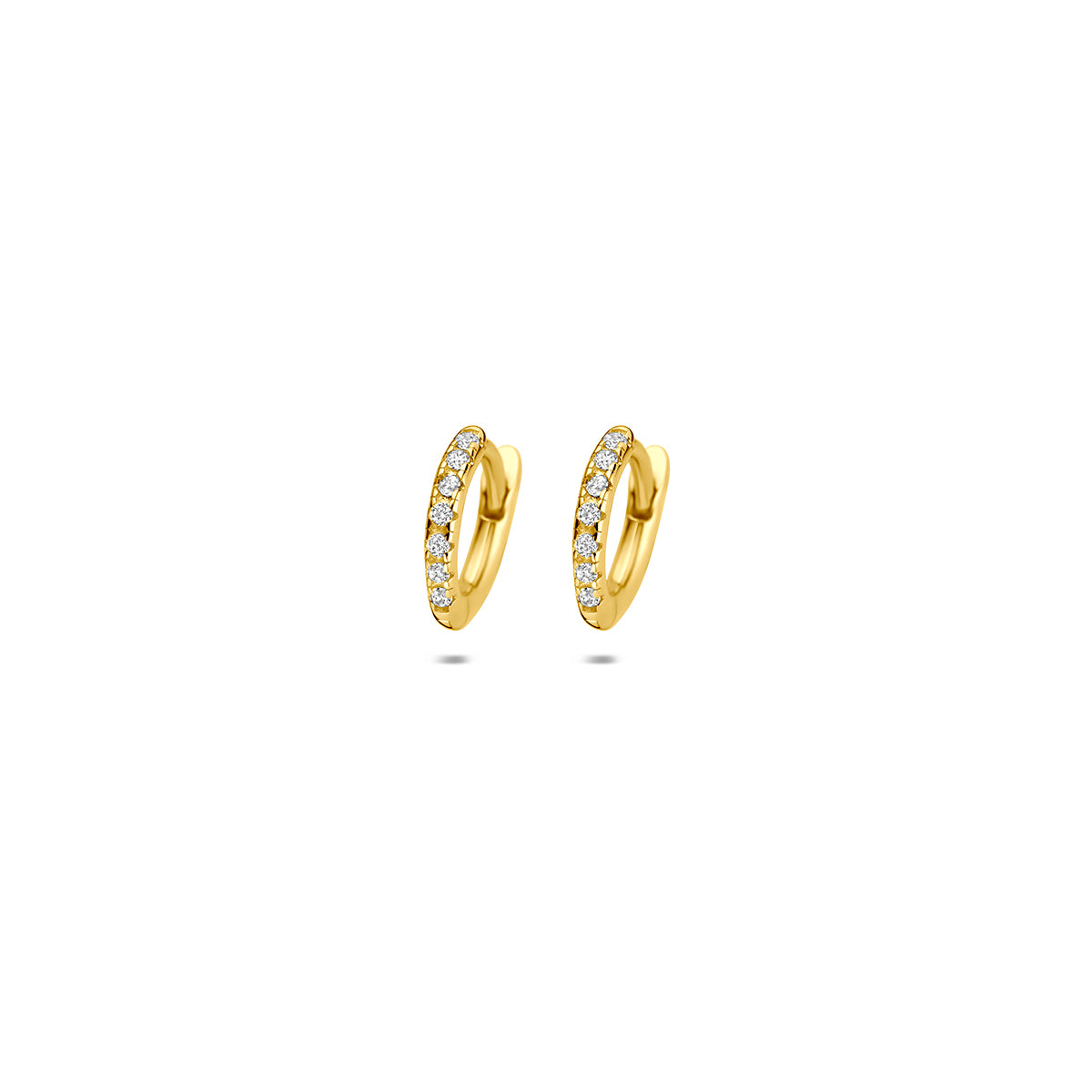 Fantasy Collection Klapoorringen zirkonia buis 9K geelgoud 1,5 mm