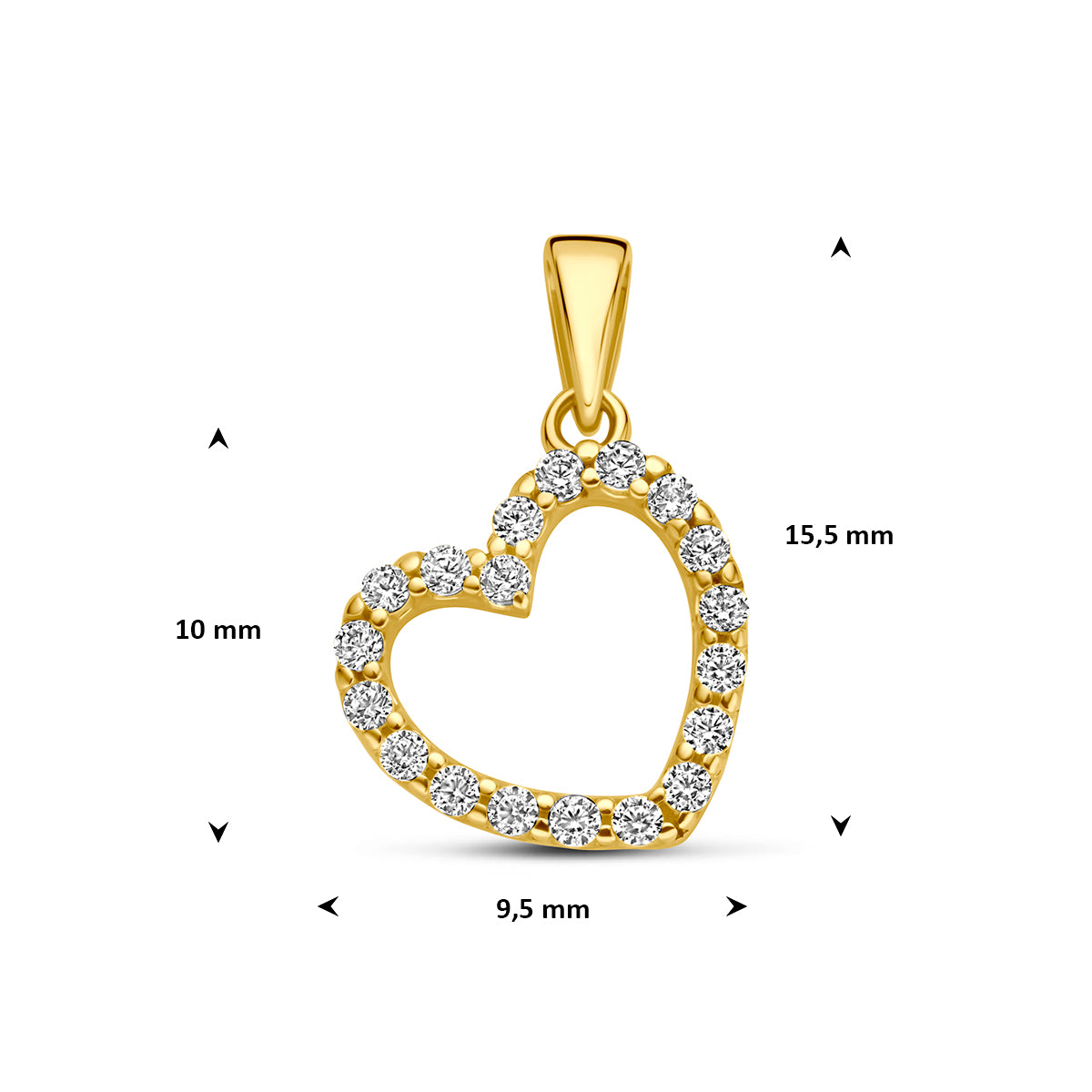 Fantasy Collection Hanger hart zirkonia 9K geelgoud 10 mm - afbeelding 4