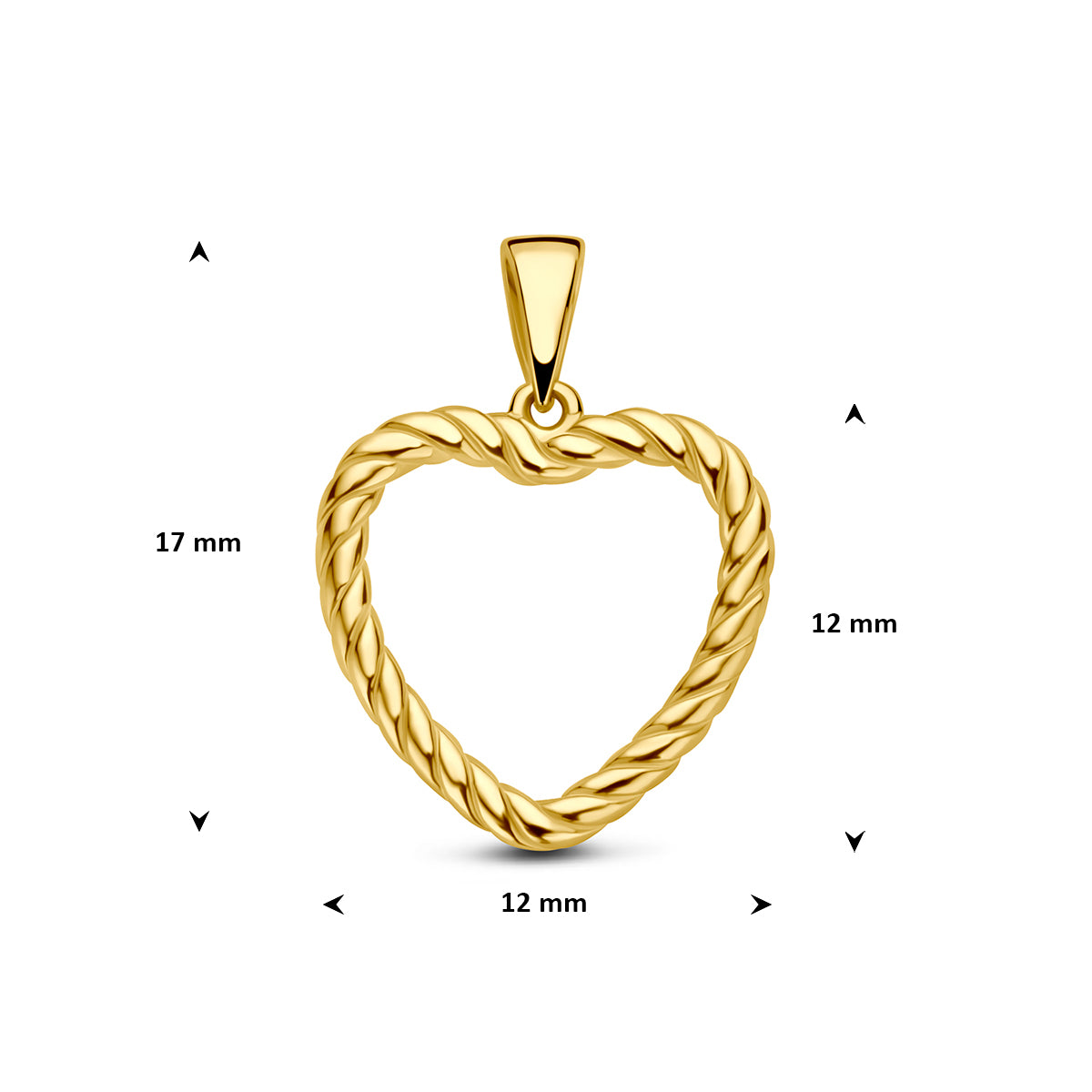 Fantasy Collection Hanger hart gedraaid 9K geelgoud 12 mm - afbeelding 4