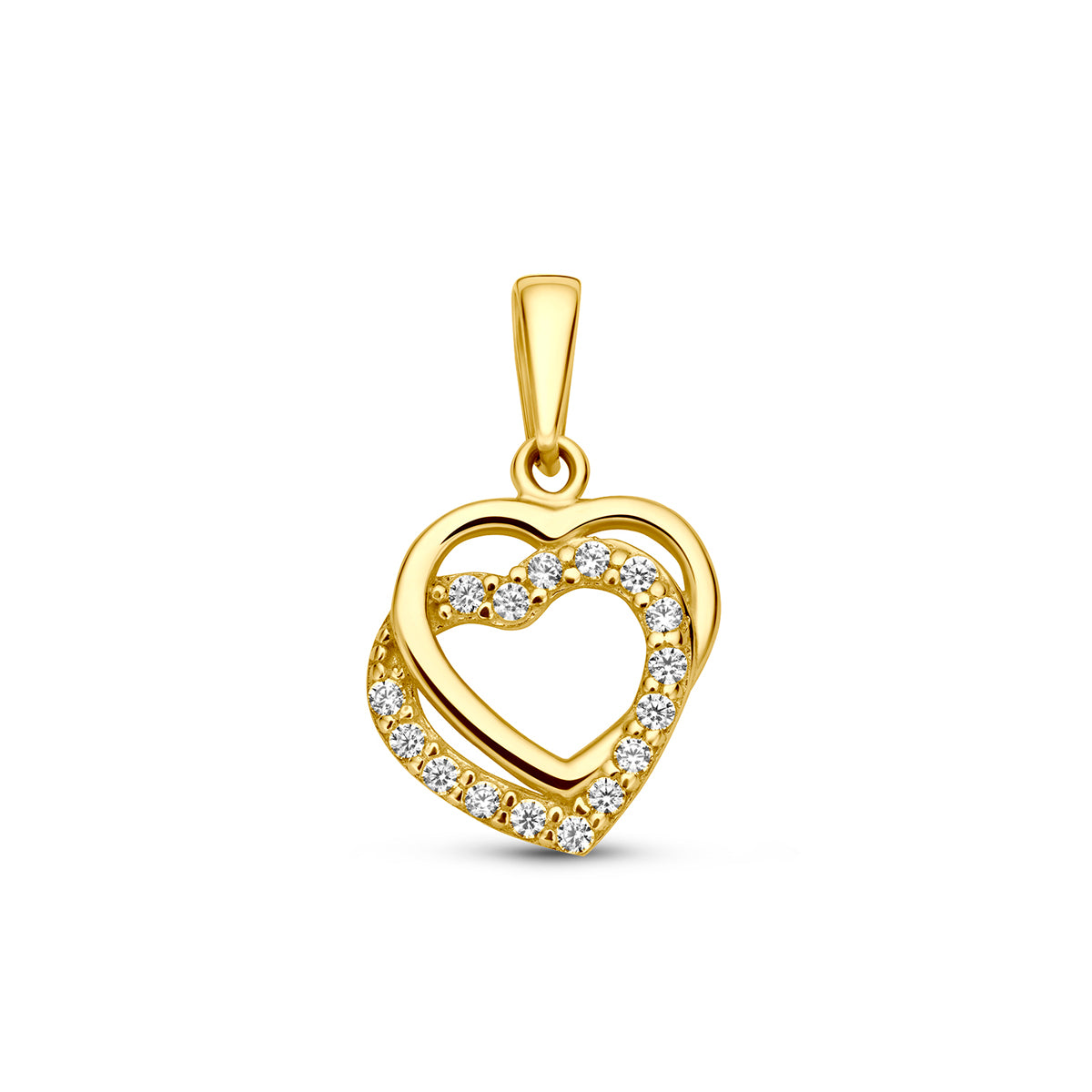 Fantasy Collection Hanger hartjes zirkonia 9K geelgoud 11 mm