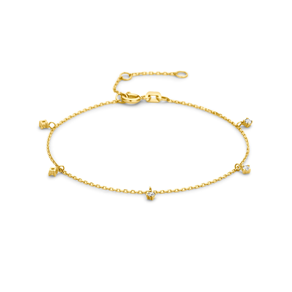 Fantasy Collection Armband zirkonia 9K geelgoud 15,5 - 17 - 18,5 cm
