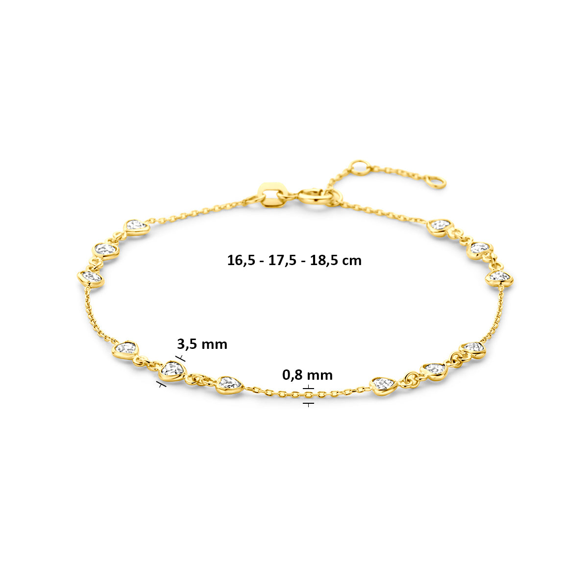 Fantasy Collection Armband zirkonia 9K geelgoud 16,5 - 17,5 - 18,5 cm - afbeelding 3