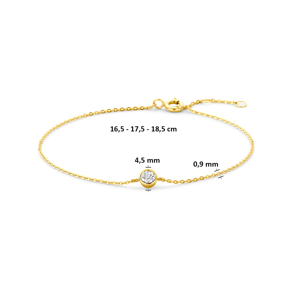 Fantasy Collection Armband zirkonia 9K geelgoud 16,5 - 17,5 - 18,5 cm - afbeelding 3