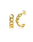 Zinzi Gold 14 krt gouden oorstekers half rond gezet met gourmet schakels, 3mm breed ZGO375 - PansiteNederland.nl