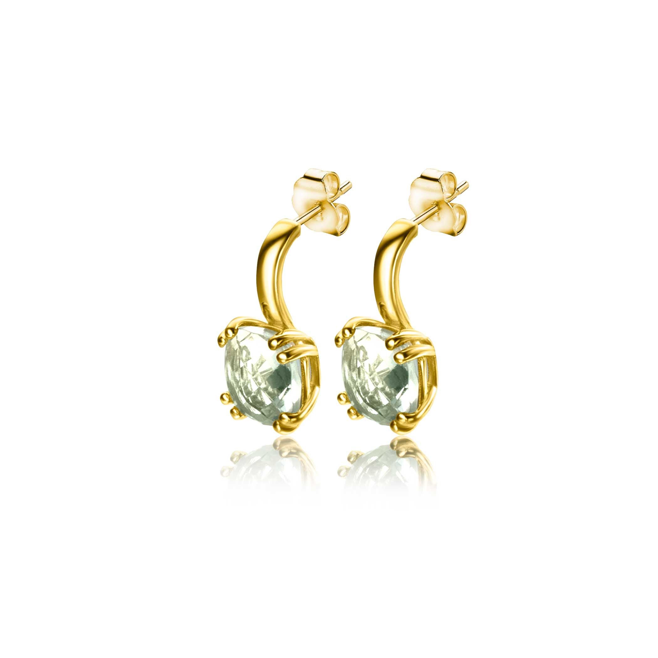 ZINZI 14K Gouden Oorknoppen met Groene Amethist ZGO376 oorbellen