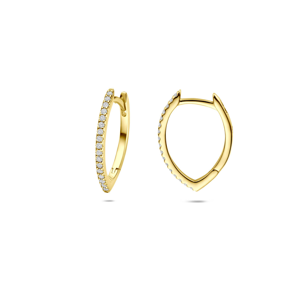 14K geelgouden klapoorringen diamant 0.15ct 2x 0.075ct h si 16,5 mm - 4034544