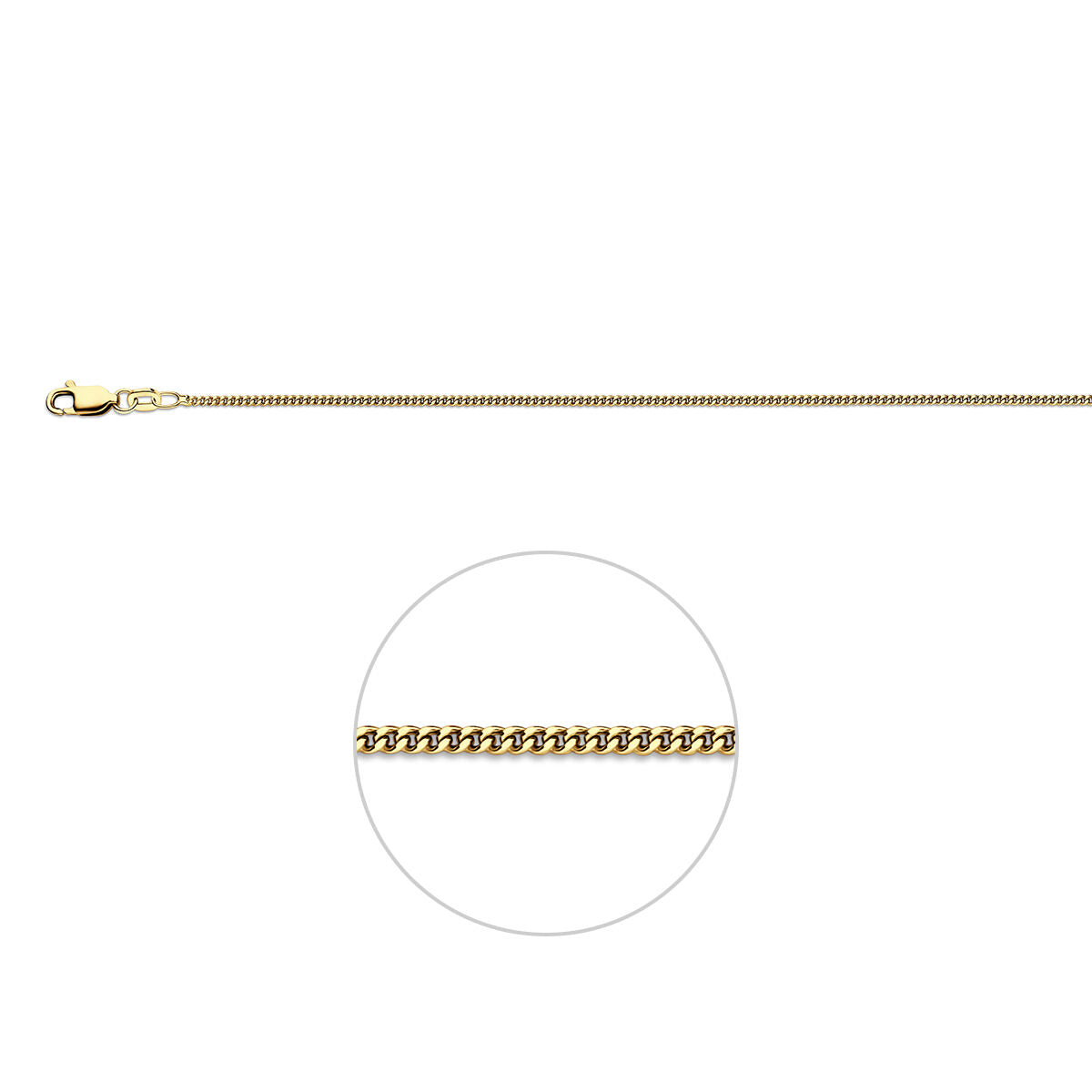 Fantasy Collection Gourmette 1,4 mm 3 micron zilver verguld (geel)