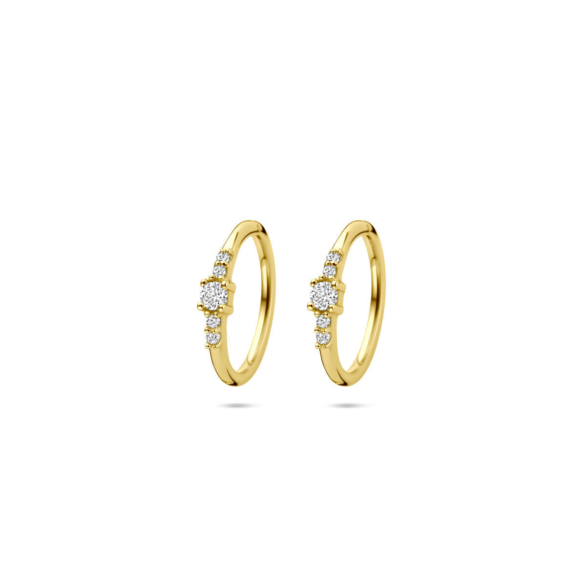 14K geelgouden oorringen zirkonia 12 mm - 4034478
