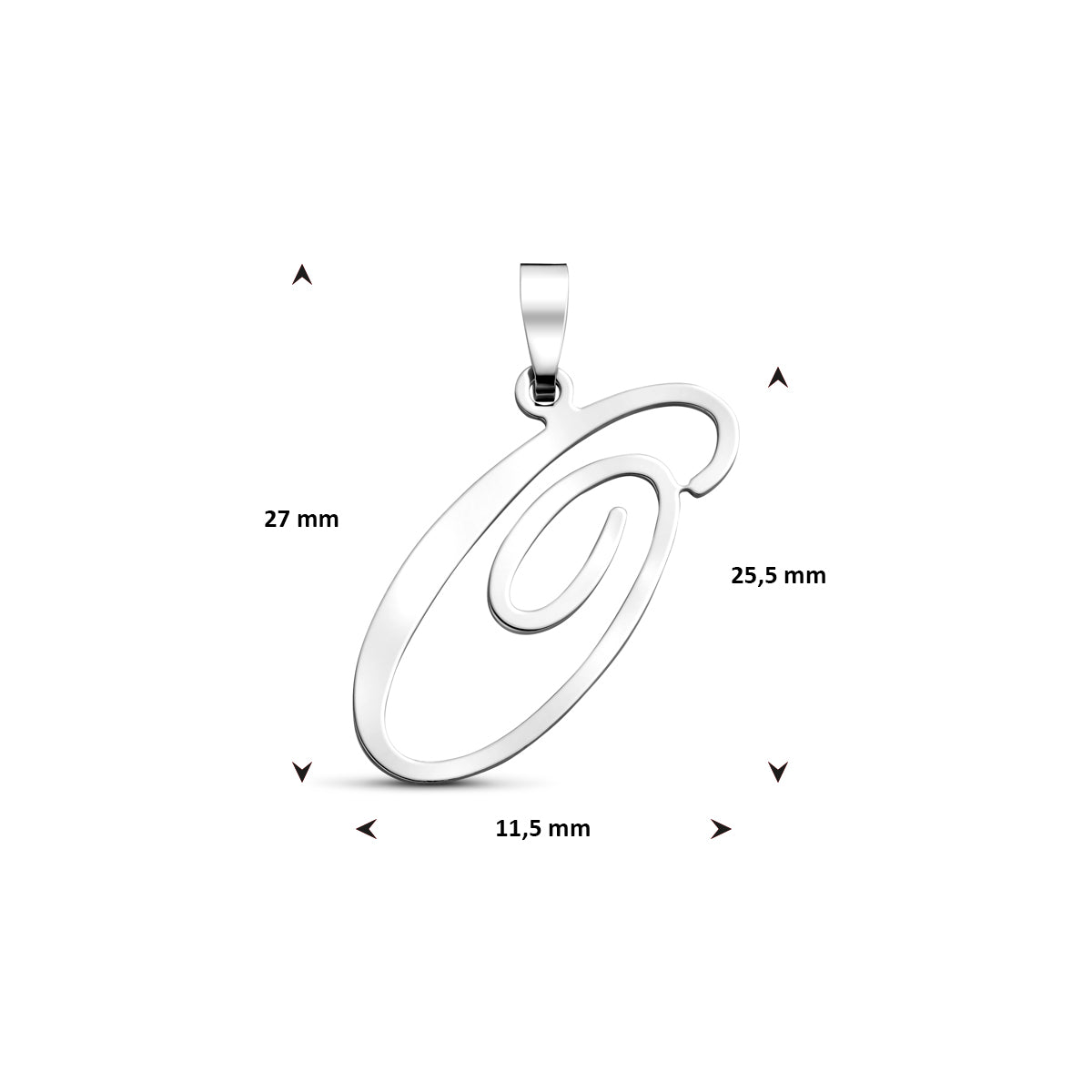Hanger sierletter O 25,5 mm zilver #Letter_O