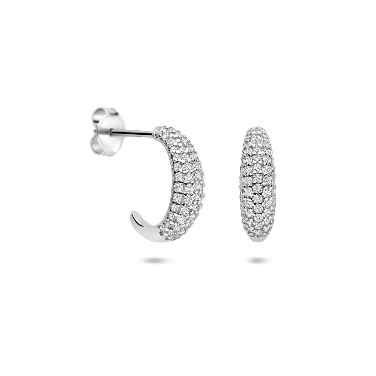 Zilveren gerhodineerde stekeroorringen 14 mm - 1341739