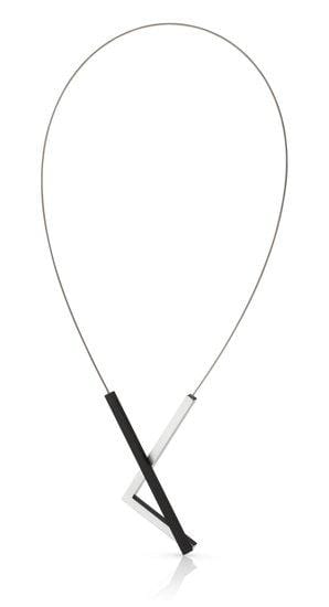 Clic Recht en Hoek Collier 43 cm zilver zwart - C207Z