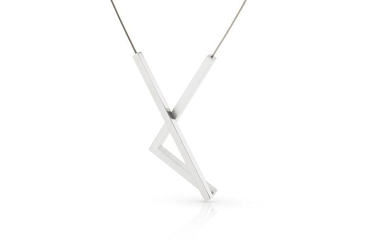 Clic Recht en Hoek Collier 43 cm zilver zwart - C207