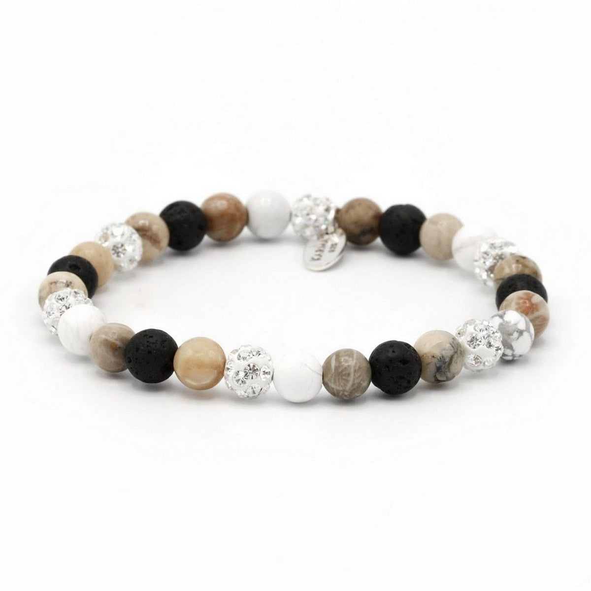 Karma armband Spiral Shot of Caramel XS elastic (white crystal) 83564EL - PansiteNederland.nl