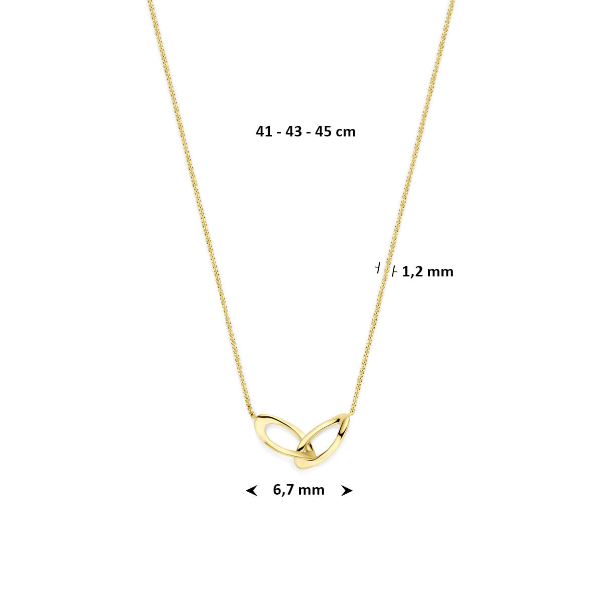 Collier 9K geelgoud 41 - 43 - 45 cm