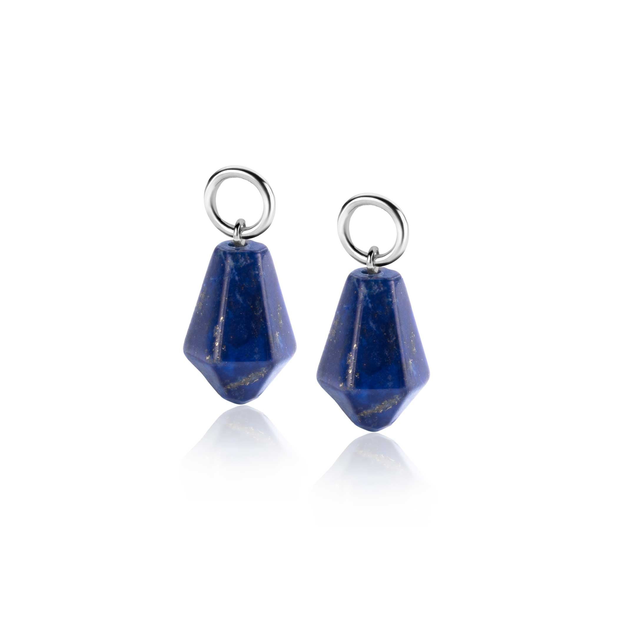 ZINZI zilveren oorbedels in kegelvorm met lapis lazuli edelstenen ZICH2256L 19mm (zonder Oorbedels)