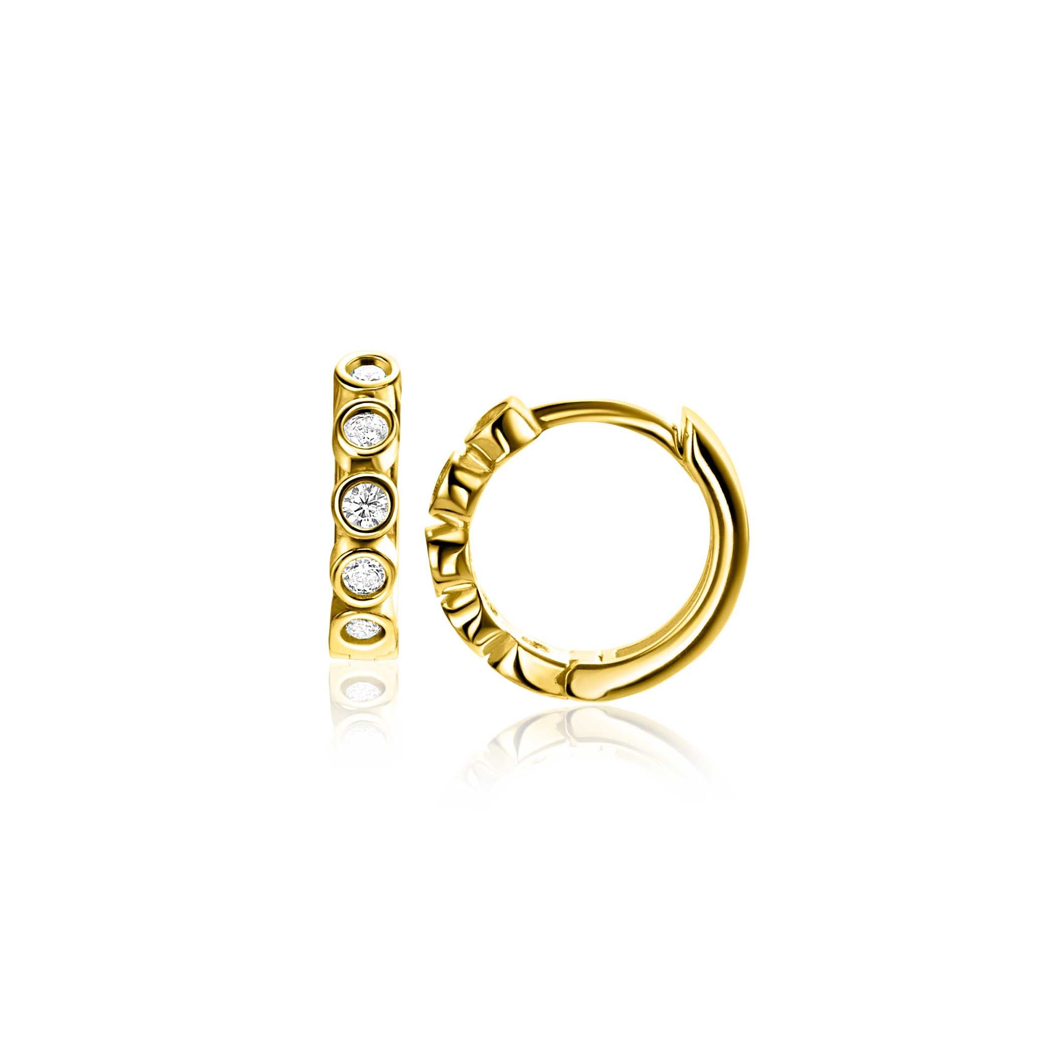 ZINZI 14K Gouden Oorbellen met Witte Zirkonia ZGO507