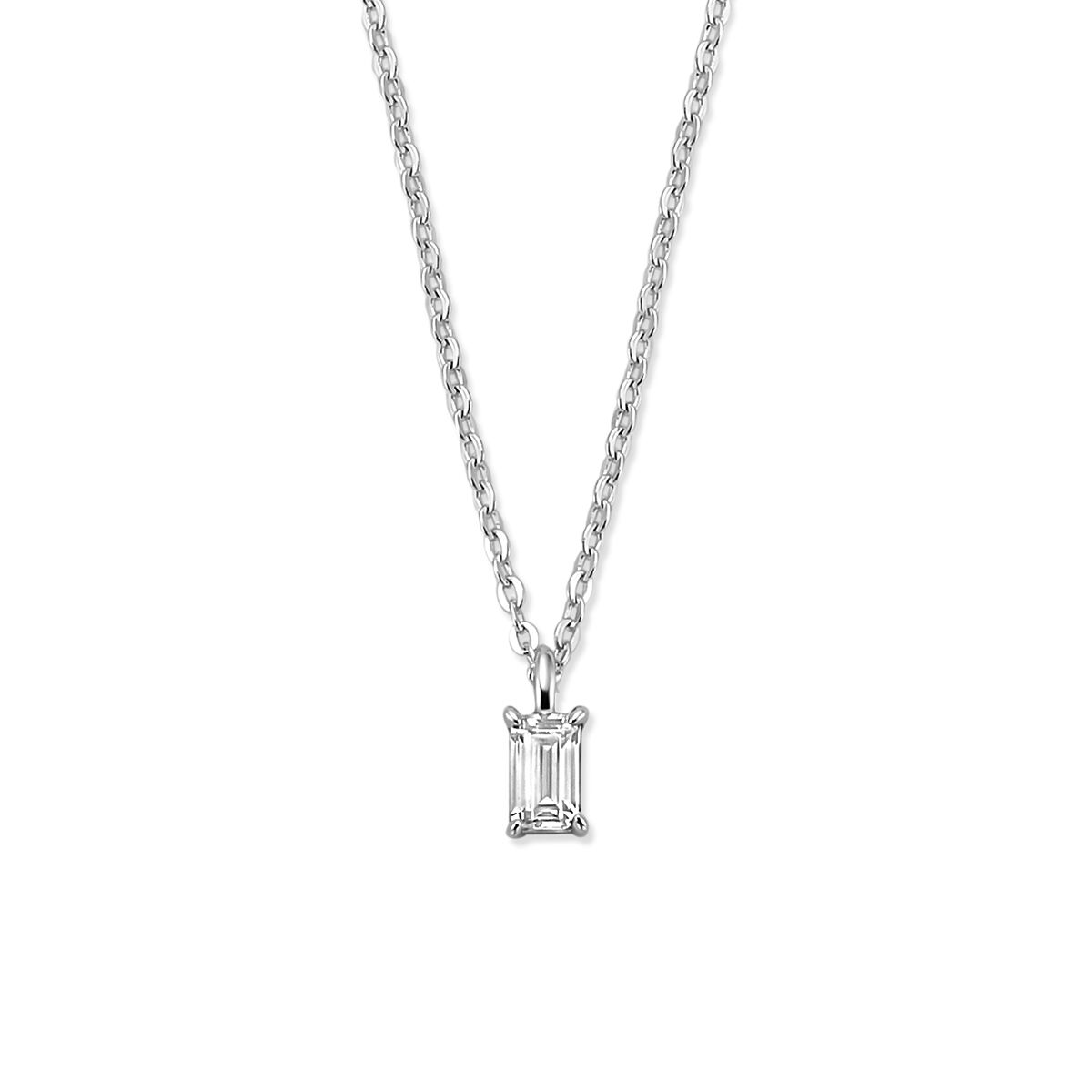 Fantasy Collection Collier zirkonia 42 + 3 cm zilver gerhodineerd