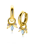 ZINZI gold plated zilveren oorbedels bezet met paarse, champagne en blauwe kleurstenen ZICH2633BC (zonder oorringen)