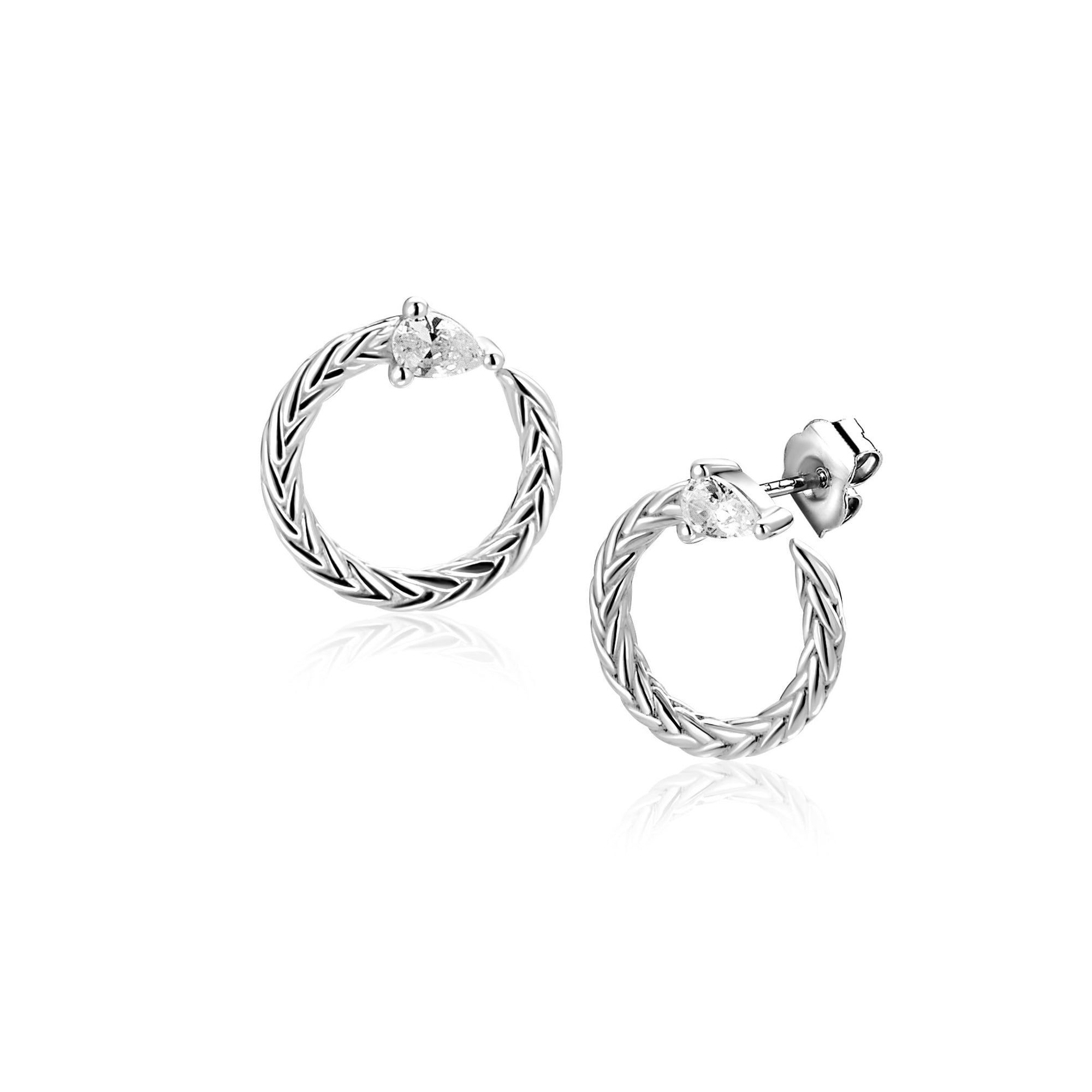 ZINZI zilveren oorstekers open ronde slang met zirkonia 10mm ZIO2722 - PansiteNederland.nl