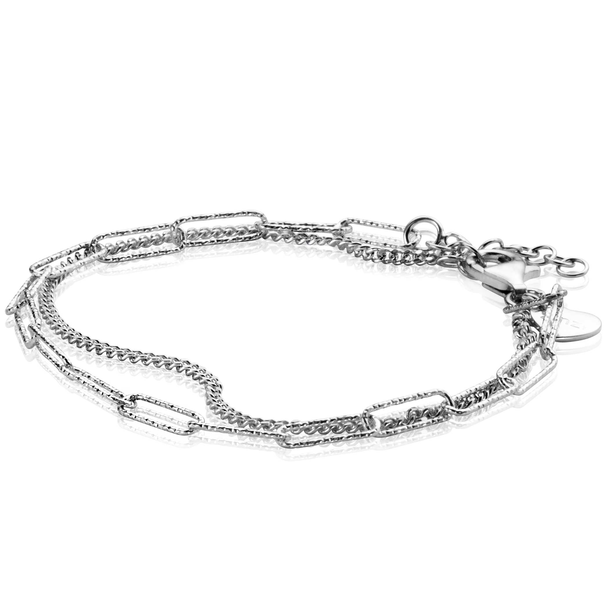 ZINZI zilveren multi-look armband met gourmette en paperclip schakels - ZIA2367