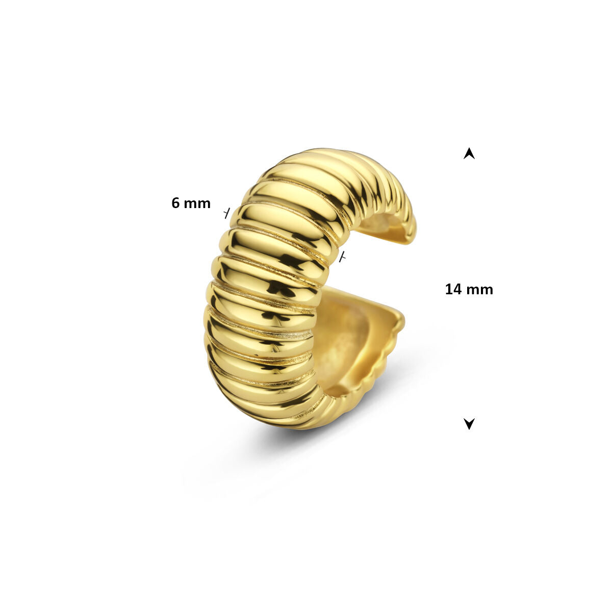 Fantasy Collection Ear cuff 14 mm 1 micron zilver verguld oorbellen