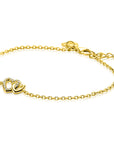 ZINZI gold plated zilveren armband met verbonden hartjes, witte zirkonia's 17-19cm ZIA2493Y