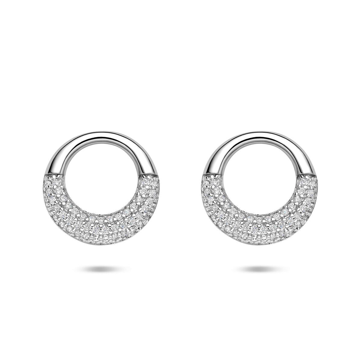 Zilveren gerhodineerde oorknoppen zirkonia 14,5 mm - 1341287