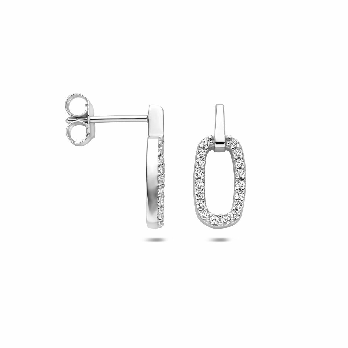 Zilveren gerhodineerde oorknoppen zirkonia 16,5 mm - 1341689