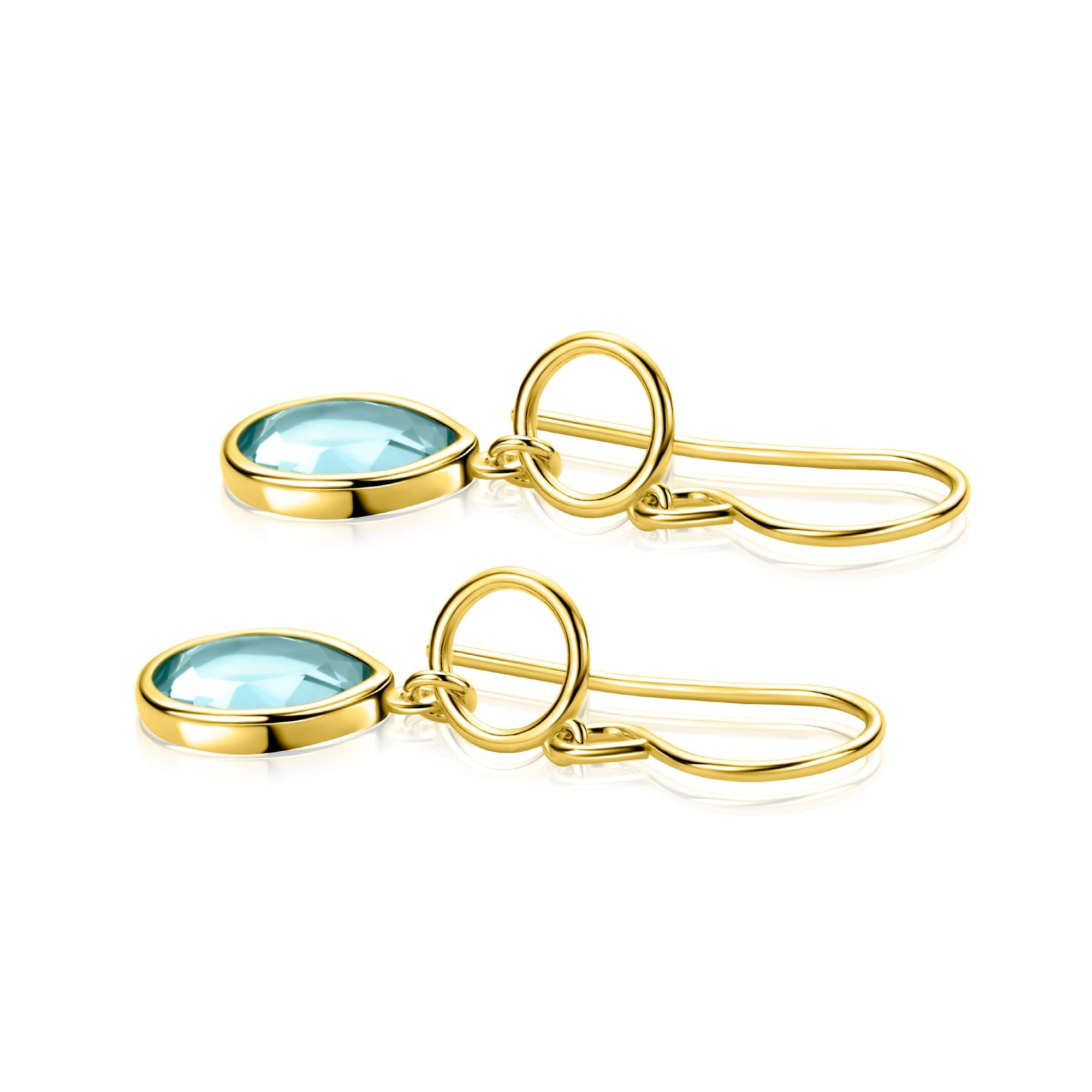 ZINZI gold plated zilveren oorhangers turquoise peer en open rondje 36mm ZIO2716G - PansiteNederland.nl