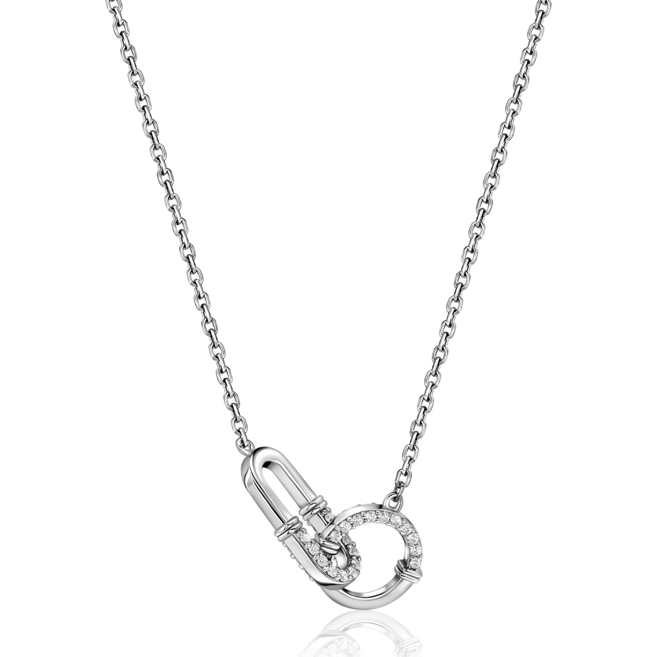ZINZI Zilveren Ketting met Witte Zirkonia ZIC2810