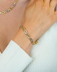 ZINZI gold plated armband met bicolor rechthoekige schakels 6,5mm ZIA2757