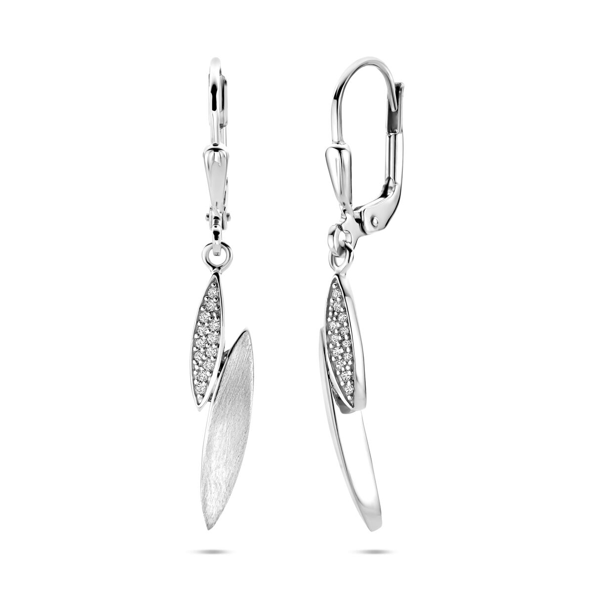 Zilveren gerhodineerde oorhangers zirkonia poli/mat 36 mm - 1341203