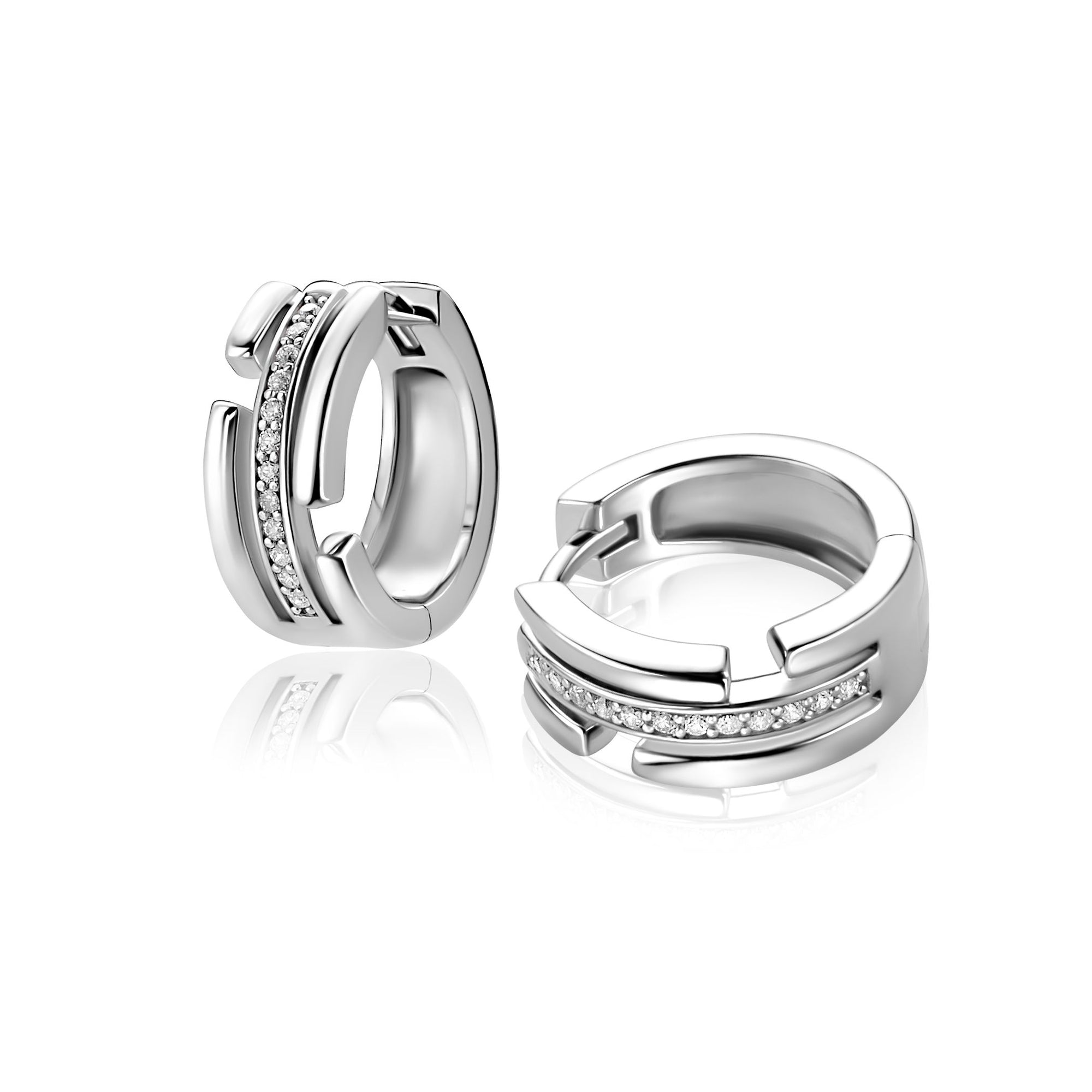 ZINZI zilveren multi-look oorringen 3 banen met witte zirkonia 15mm ZIO2730 - PansiteNederland.nl