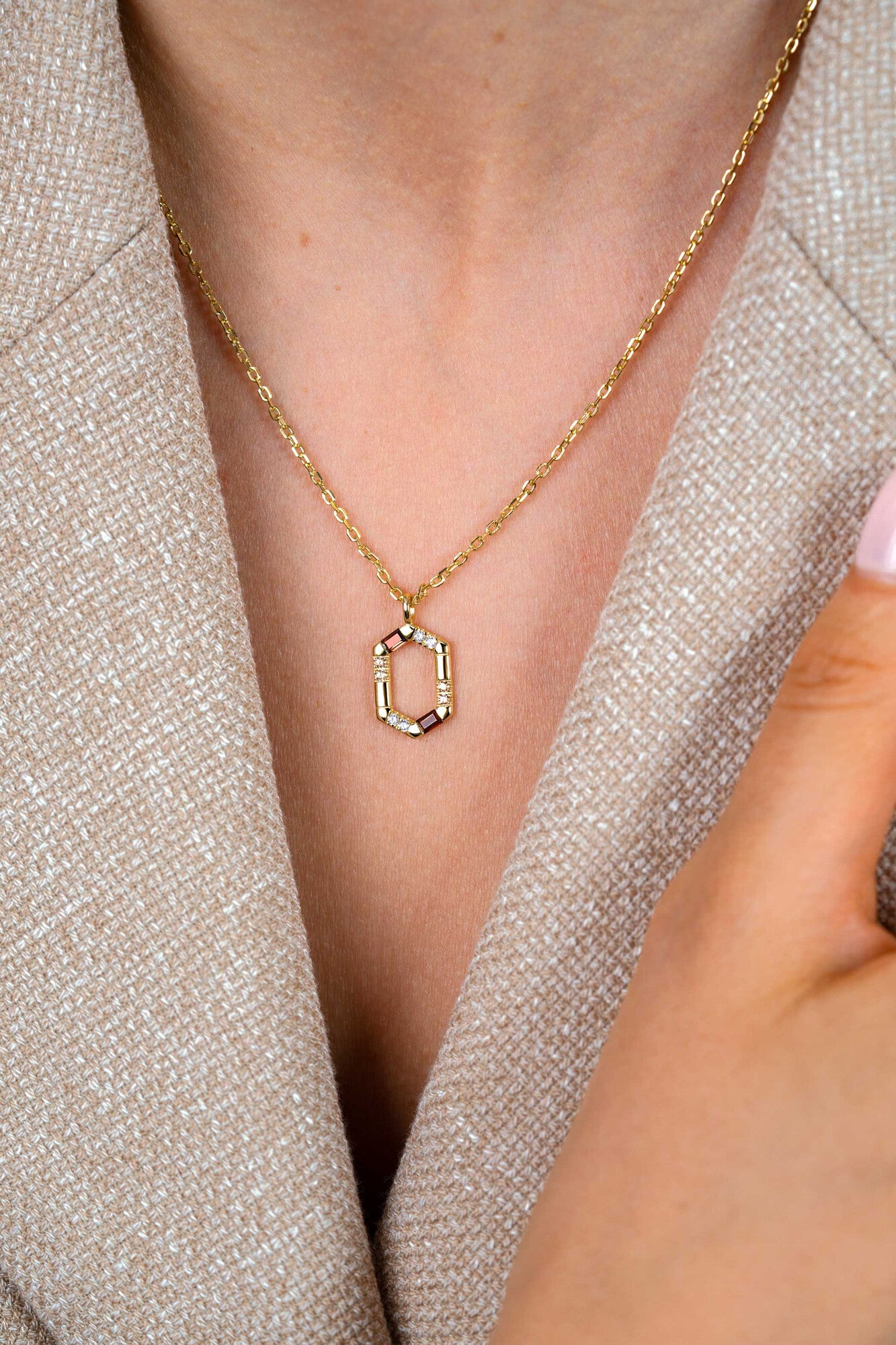 ZINZI Verguld Zilveren Ketting met Bruine Kleursteen ZIC2869