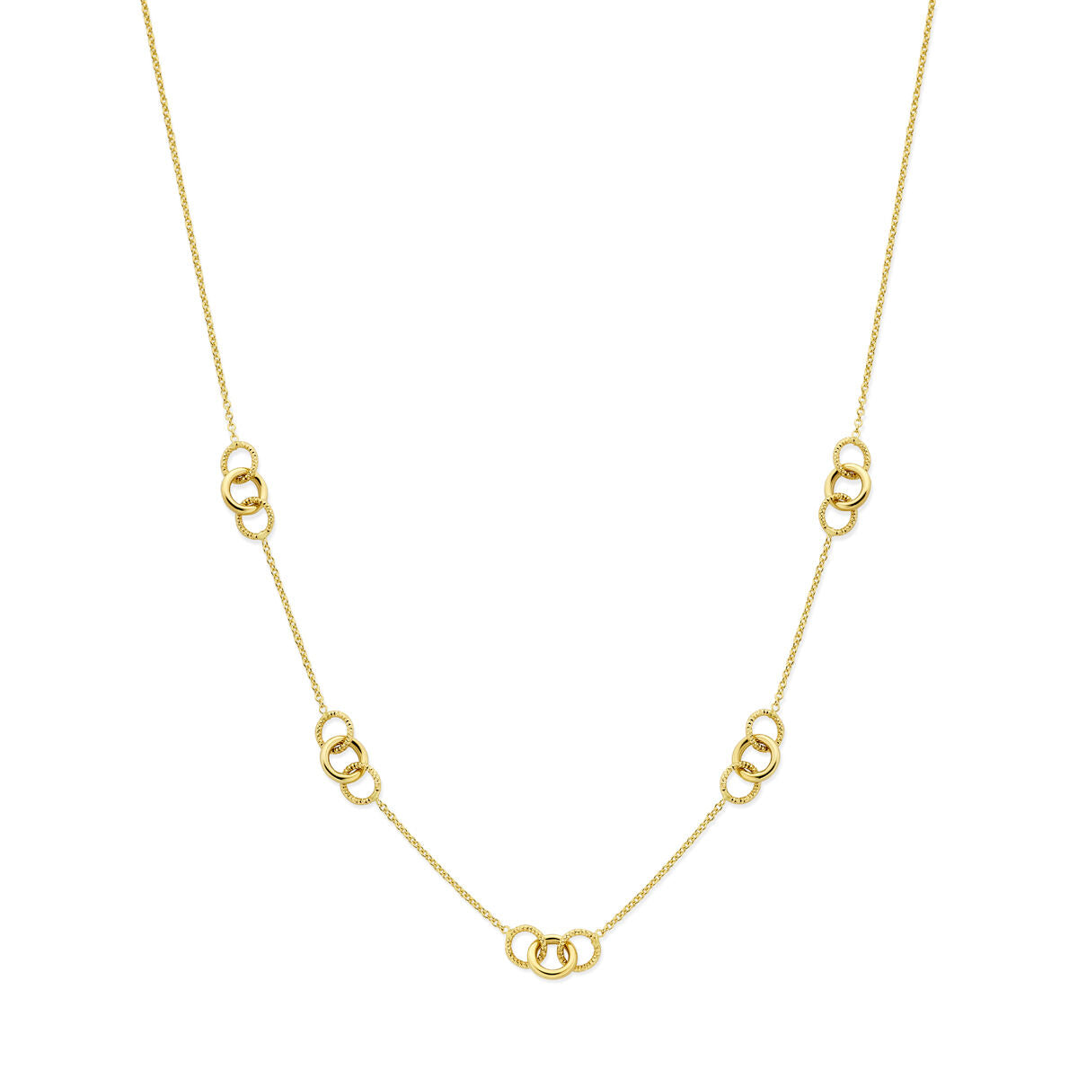 Fantasy Collection Collier rondjes gediamanteerd 45 cm 14K geelgoud