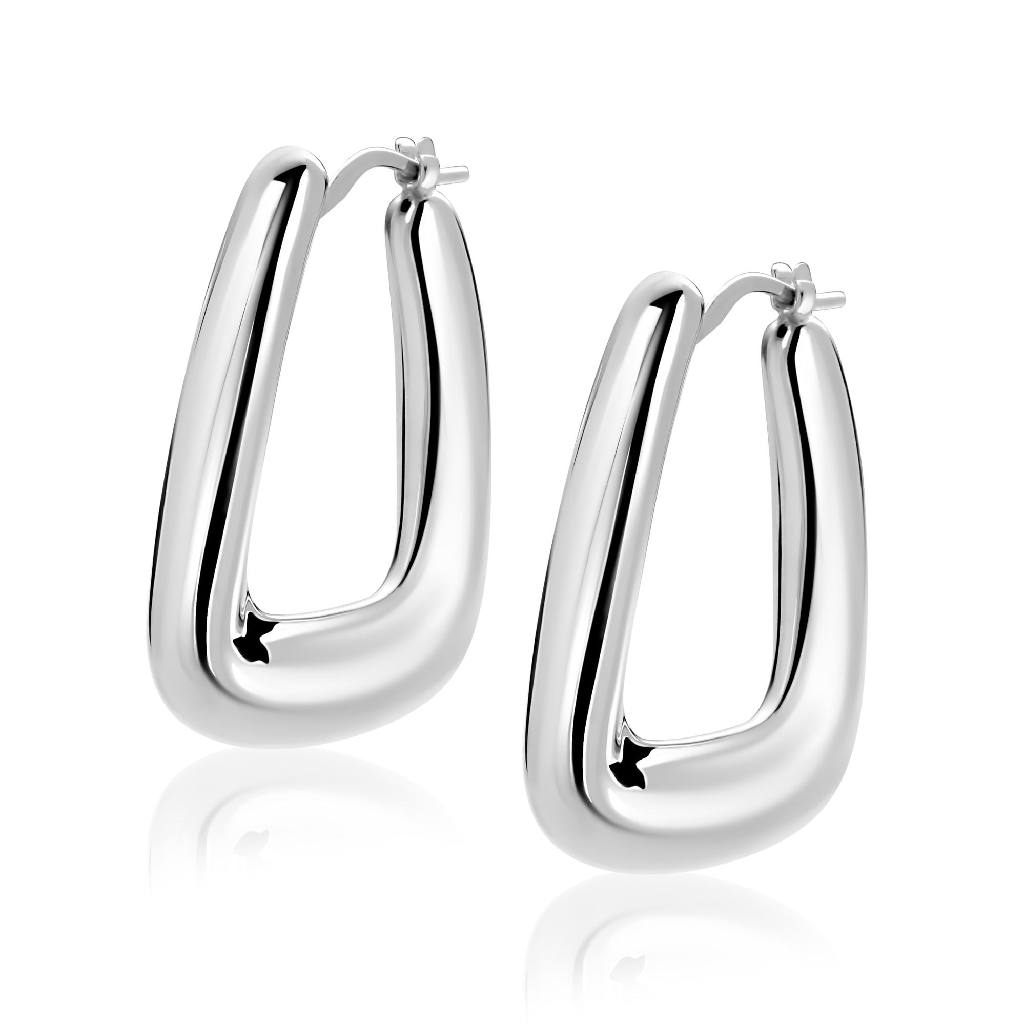 ZINZI zilveren oorringen met brede buis en rechthoekig model, handige bovensluiting 33mm ZIO2748 - PansiteNederland.nl