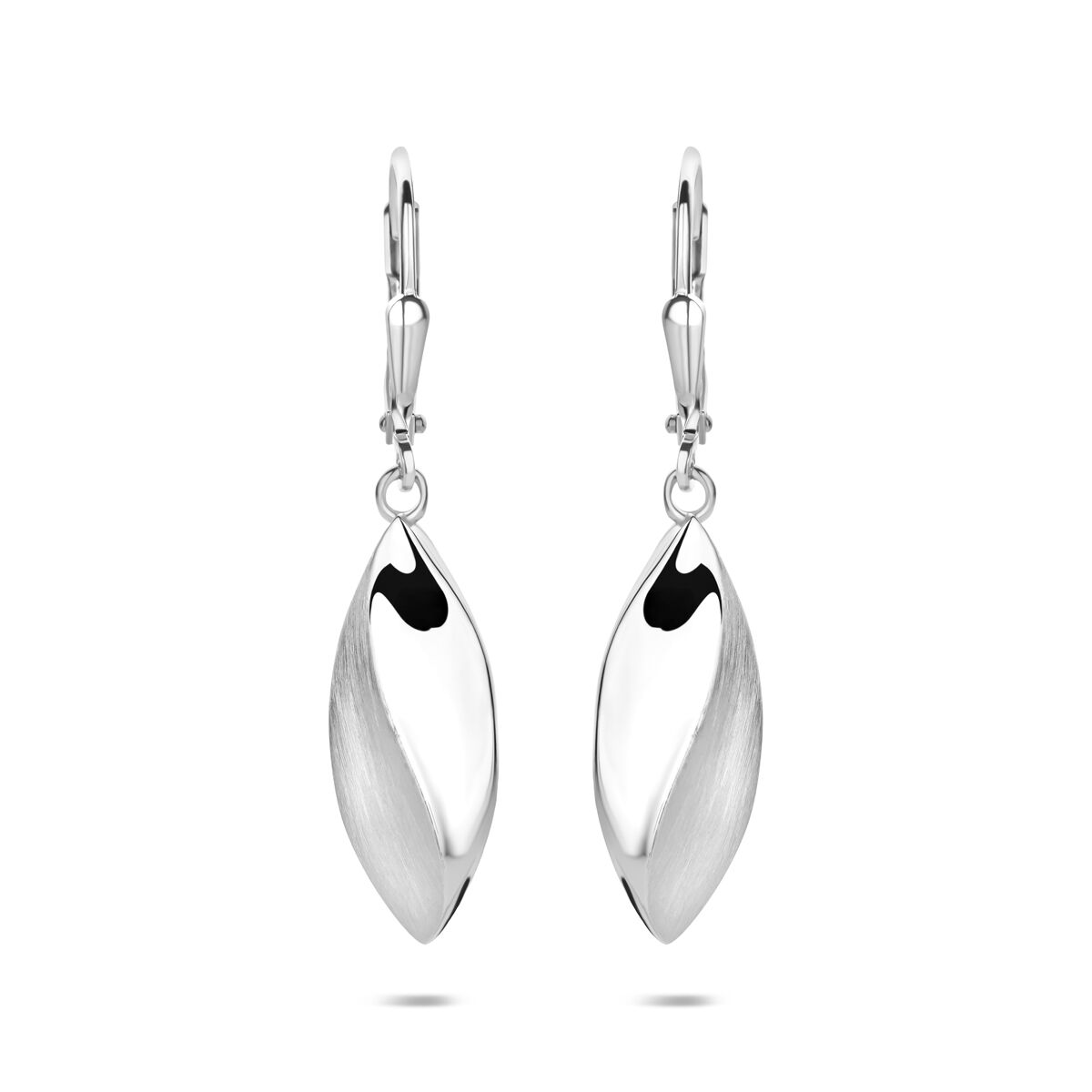 Fantasy Collection Hangende oorbellen brisure haak poli/mat 36 mm zilver