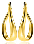 Zinzi 49mm gold plated zilveren grote oorringen in organische vorm met een speelse twist en handige bovensluiting. - PansiteNederland.nl