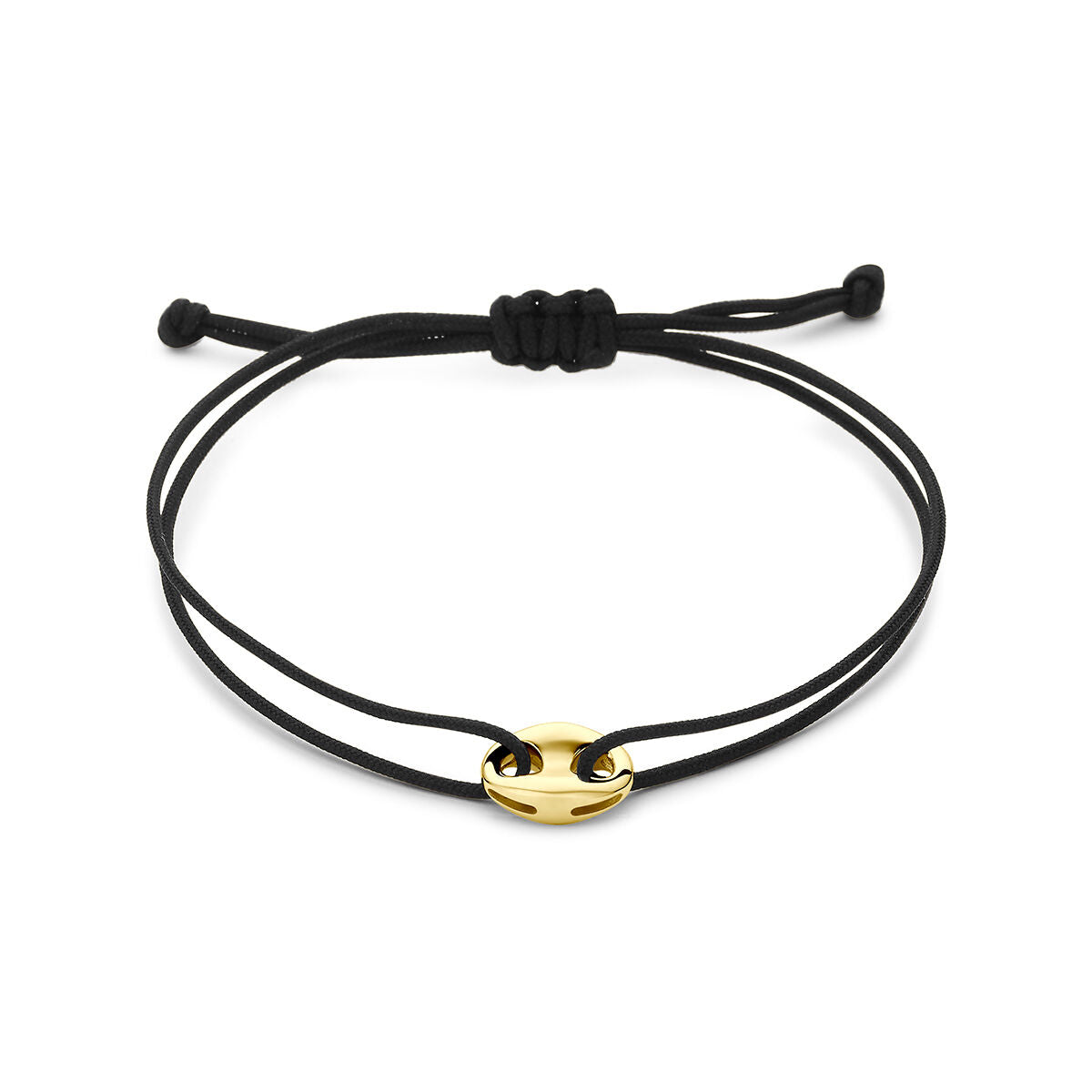 Armband koffieboon polyester zwart max. 9K rubber/nylon/leer 20 cm