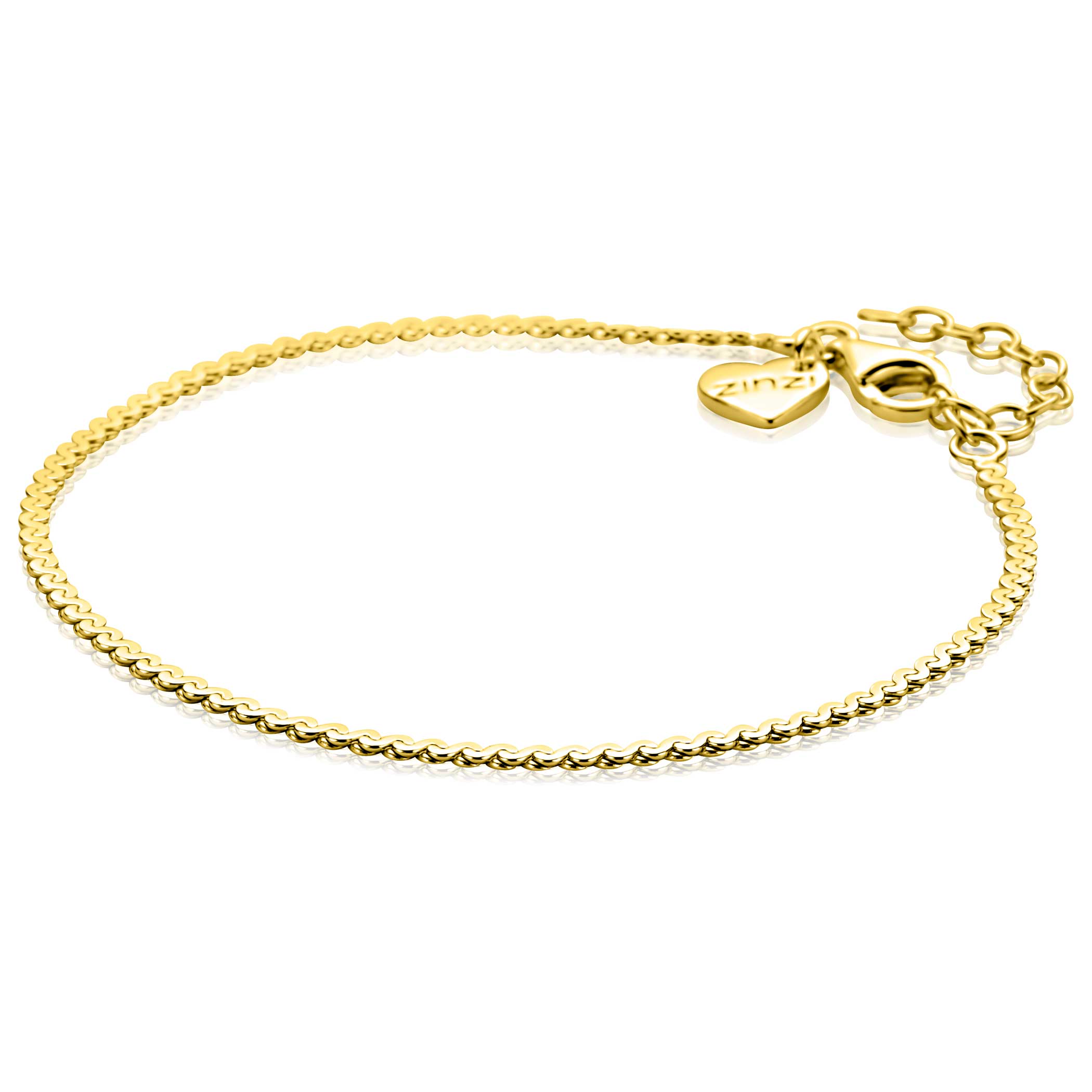 ZINZI gold plated zilveren schakelarmband met fijne gladde S schakel - ZIA2774G