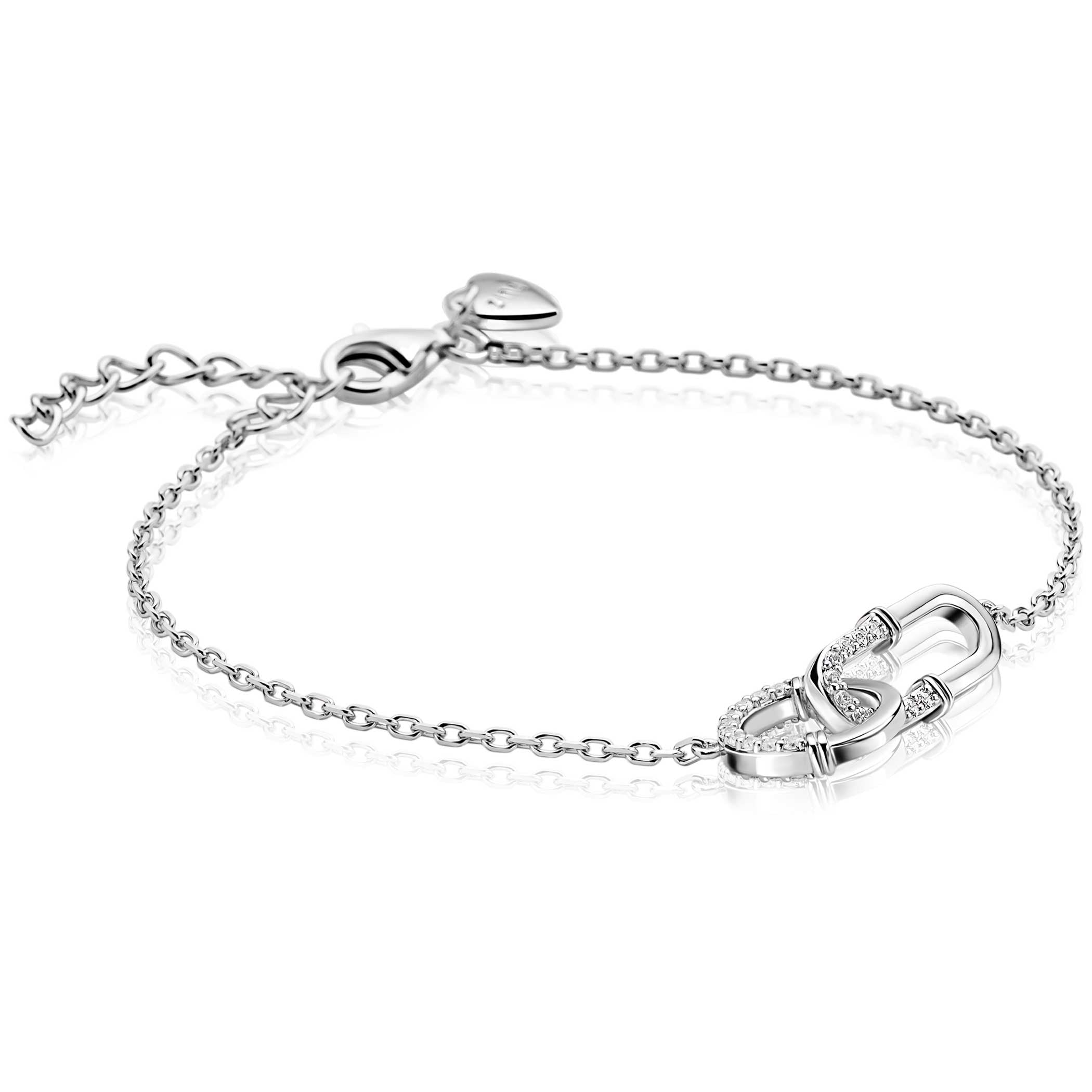 ZINZI Zilveren Armband 16,5 - 19,5 cm wit - ZIA2810