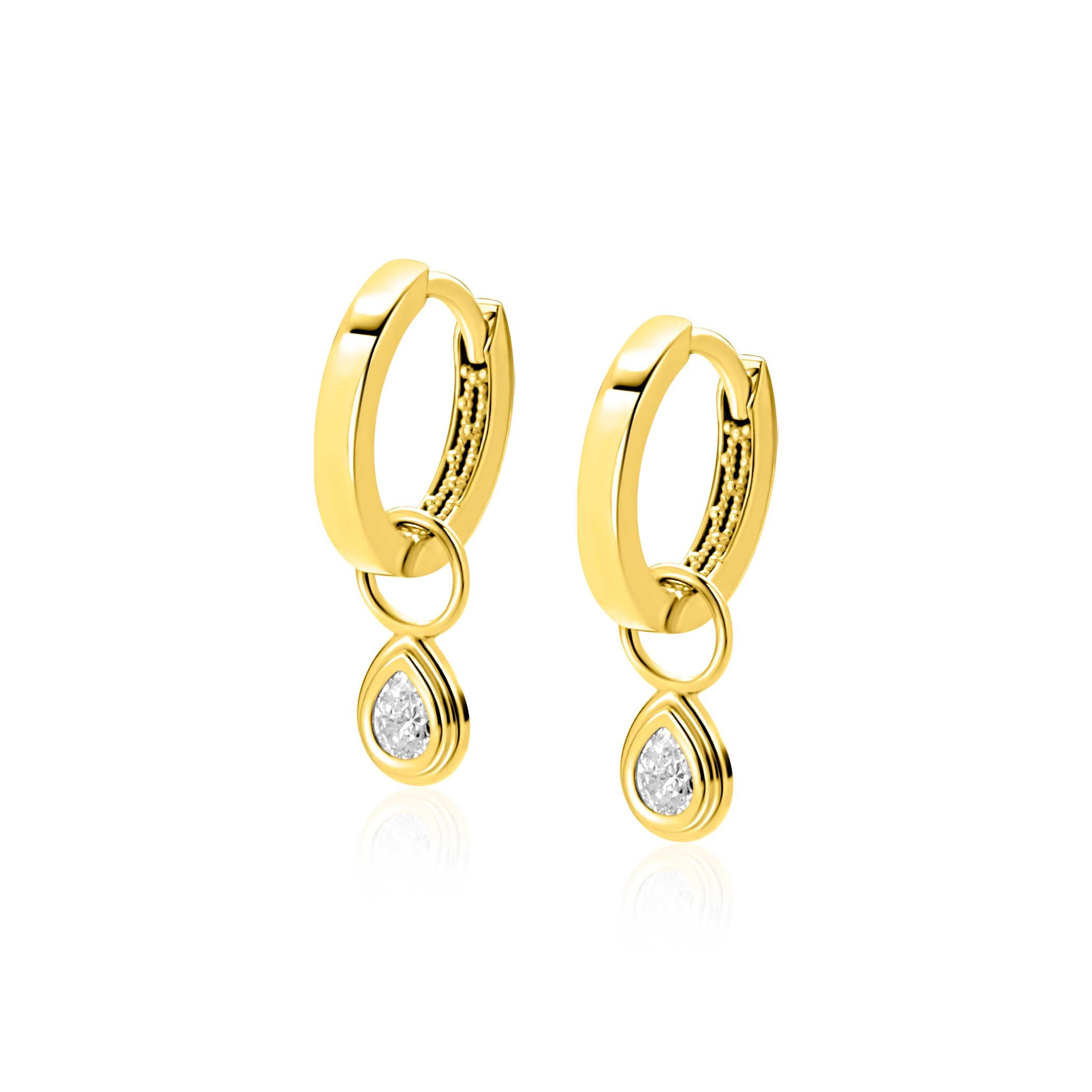 ZINZI 14K Gouden Oorbedels ZGCH559 wit