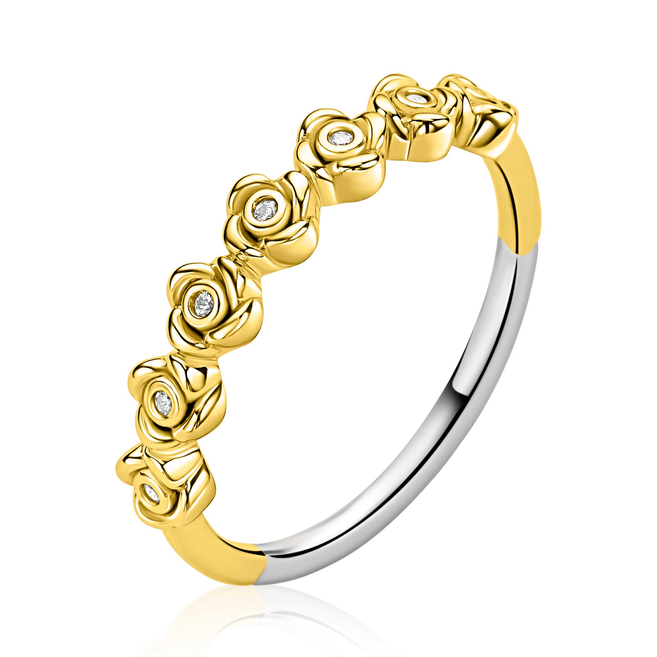 ZINZI Verguld Zilveren Ring met Witte Zirkonia - ZIR2873Y