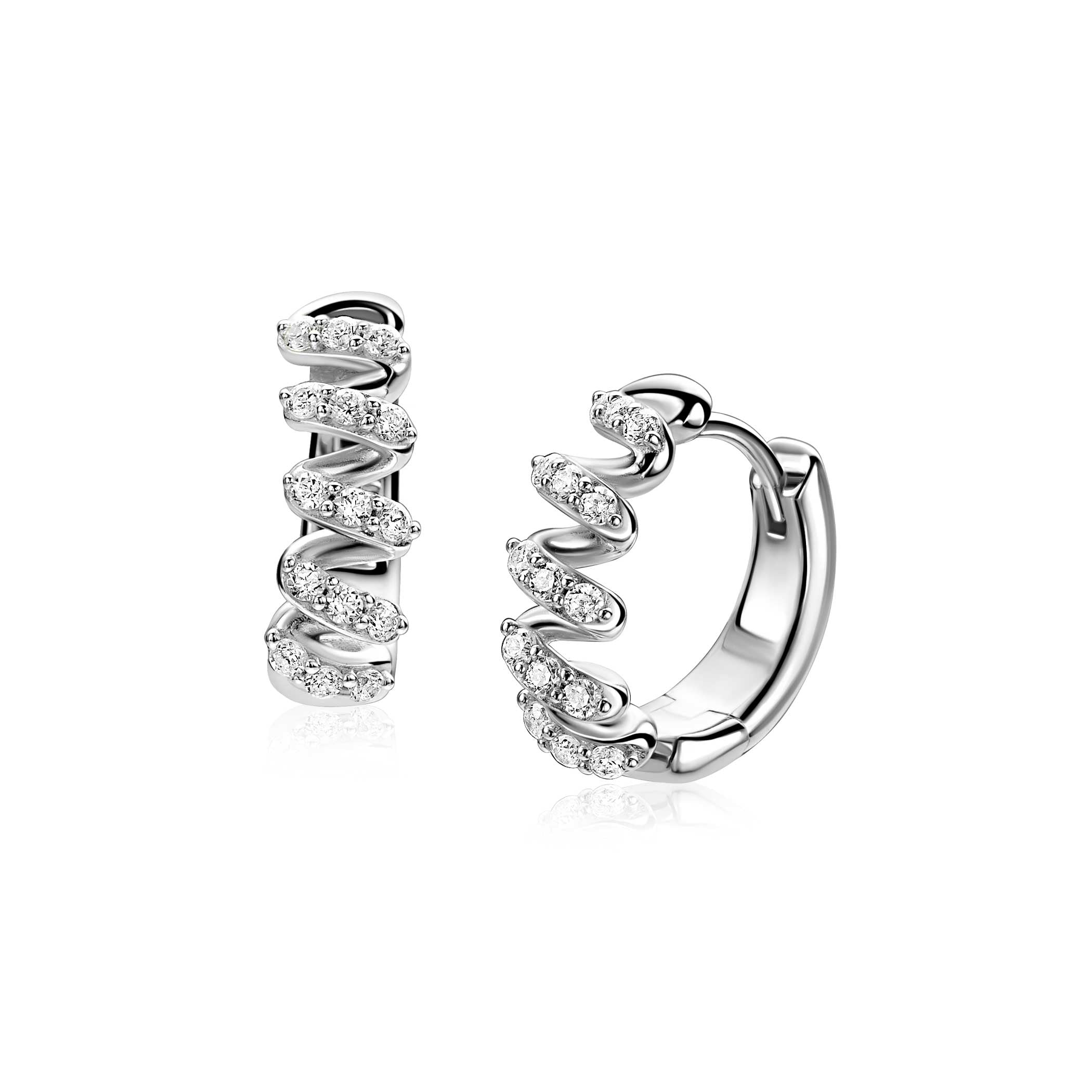 ZINZI Zilveren Oorbellen 16mm wit - ZIO2877