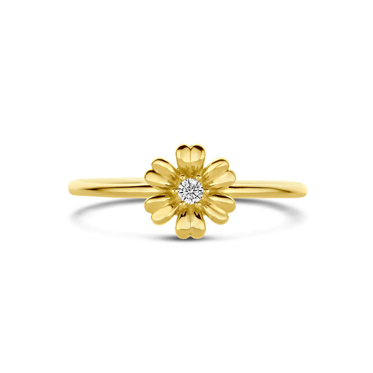 Fantasy Collection Ring bloem en zirkonia 14K geelgoud