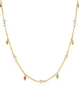 ZINZI Gold Plated Zilveren Ketting met Witte Parels en Kleurrijke Bungels 42-45cm ZIC2705G
