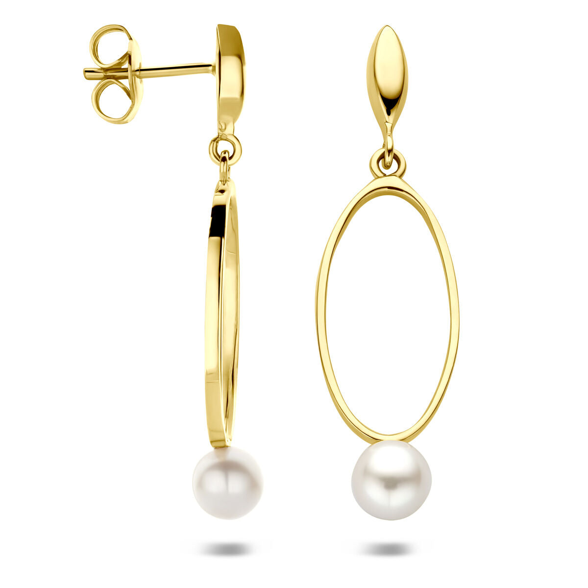 14K geelgouden oorhanger parel 37 mm - 4034879